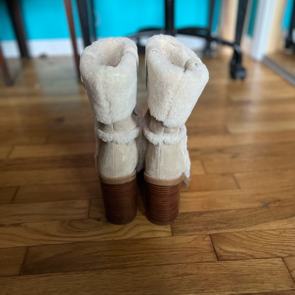 Coach Harlie Shearling Trimmed Leather Boots New Size 9 - Picture 4 of 8